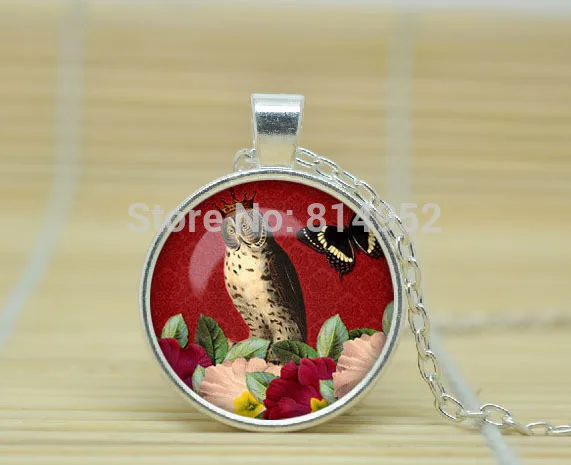 1pcs Wise Owl necklace pendant jewelry Glass Cabochon Necklace A1363 | Украшения и аксессуары