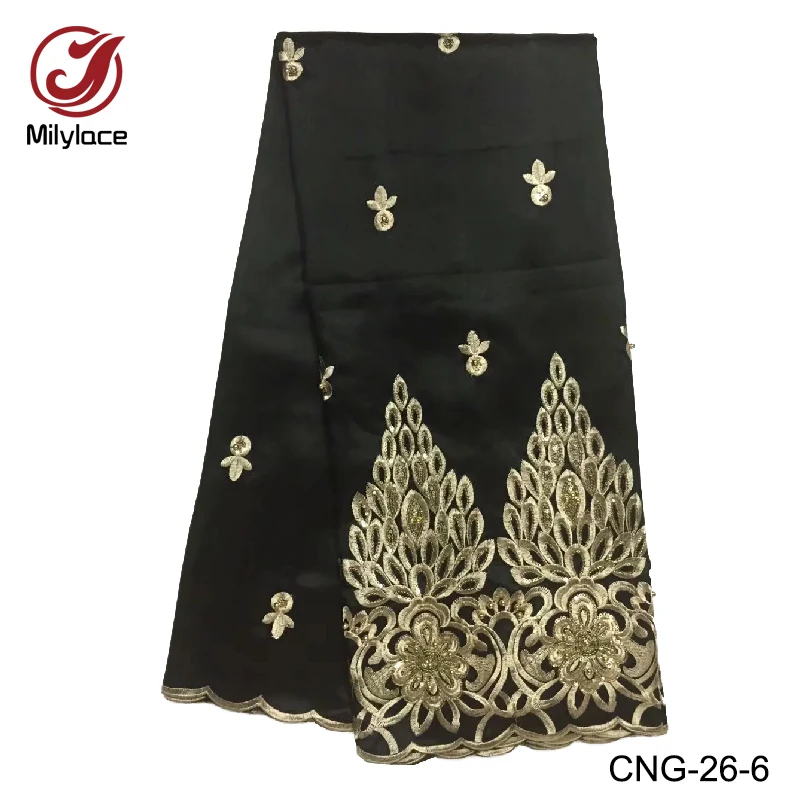 

2018 new coming african george lace fabric with beads design high quality embroidery nigerian george lace fabrics CNG-26