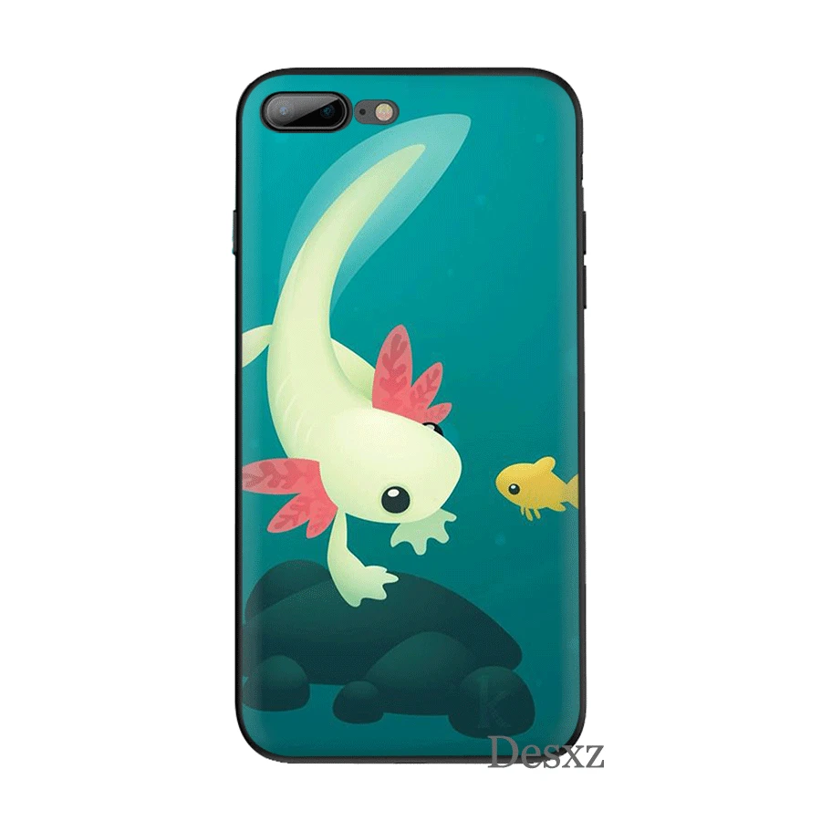 B6 Чехол для мобильного телефона iPhone 11 Pro XR X XS Max iPhone 6 6S 7 8 Plus 5 5S SE, чехол с милым животным Axolotl, черная сумка, корпус - Цвет: B6