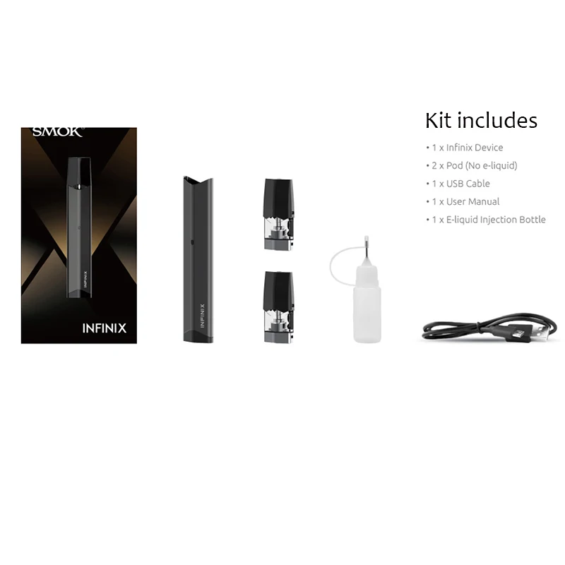 Оригинальные сигареты SMOK E Infinix Pod Kit 250 мАч встроенный аккумулятор 2 мл Распылитель