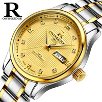 2018 newest gold automatic watch with roman golden 3d applied index marker special design mechanical jam tangan pria otomatis