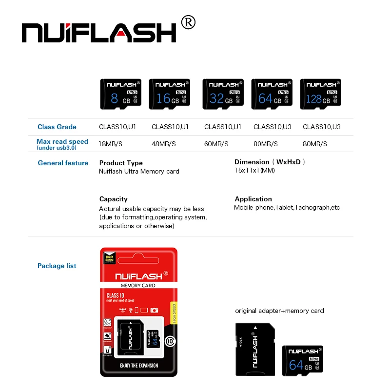 Фонарик tarjeta micro sd 8 ГБ 16 32 64 Гб класс 10 карта памяти 3 6 Microsd TF 128 для смартфона или