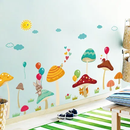 DIY 120*170 см мультфильм гриб детская комната украшение дома Настенная Наклейка в