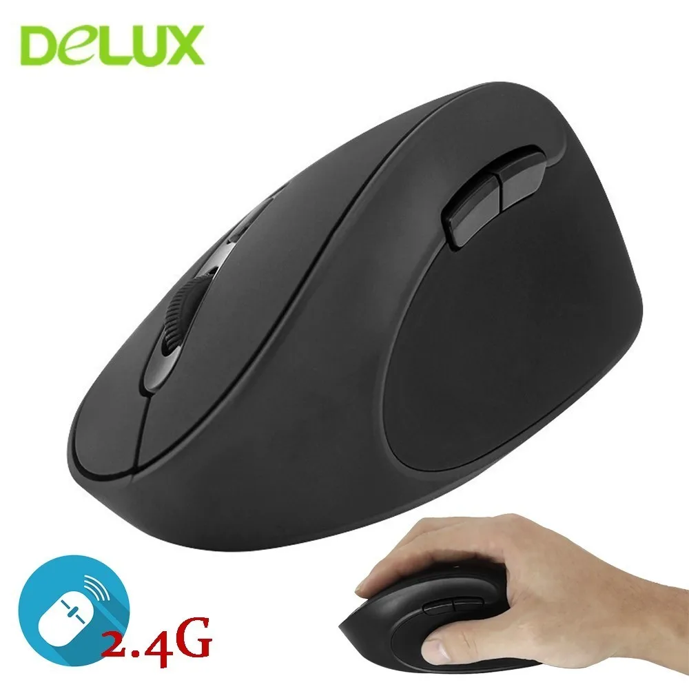 Вертикальная мышь Delux M618SE эргономичная Беспроводной Мышь 2 4G 1600 Точек на дюйм