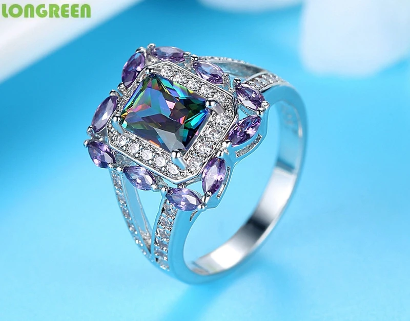 Роскошные Серебряный Большой площади кольца для Для женщин Свадебные украшения