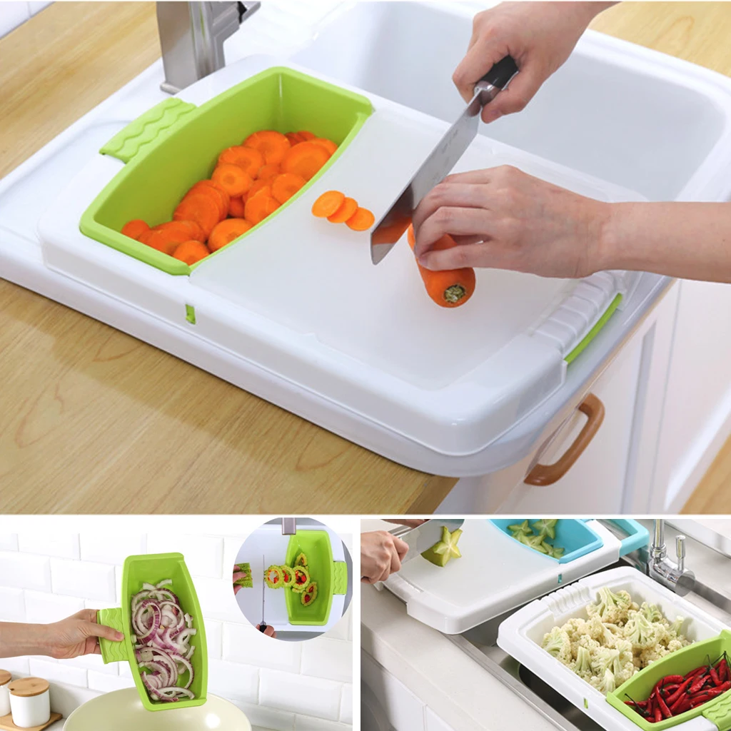 

Multifunctional Kitchen Chopping Blocks Sinks Drain Basket Cutting Board Vegetable Meat Tools Chopping Board Kitchen Accessories
