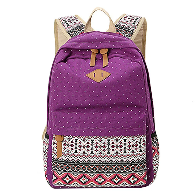 3 шт./набор женский рюкзак с принтом в горошек милые легкие холщовые рюкзаки