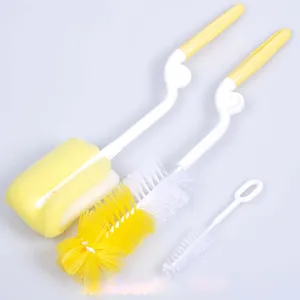 Щетка для чистки детских бутылочек, 3 набора, вращающаяся на 360 градусов губка, щетка для чистки бутылочек, сосок, чайников, носиков, BB0051
