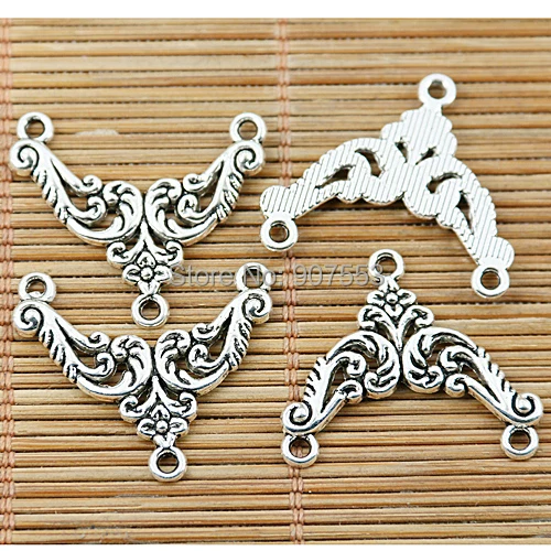 

25pcs tibetan silver color flower plant 1-2holes connector EF1425
