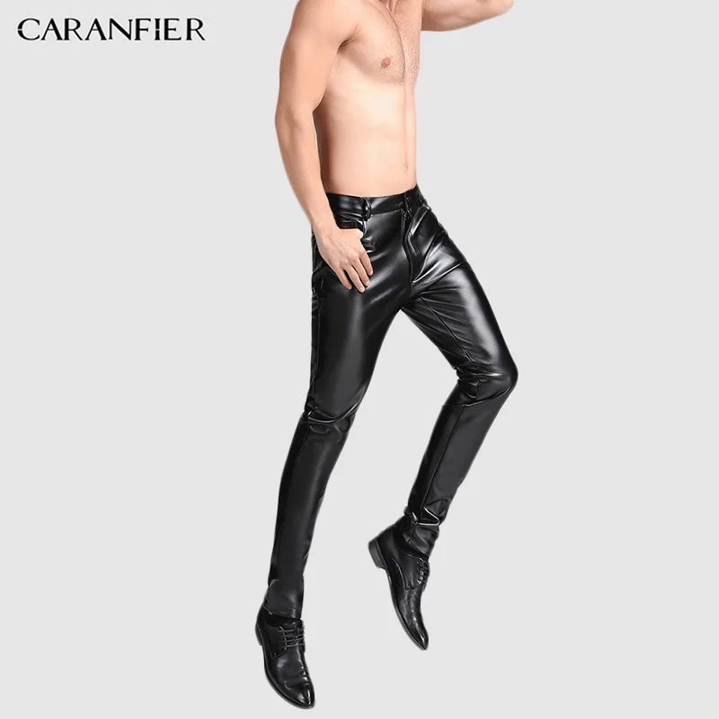 Мужские осенние брюки CARANFIER из ПУ кожи со средней посадкой|Повседневные брюки| |