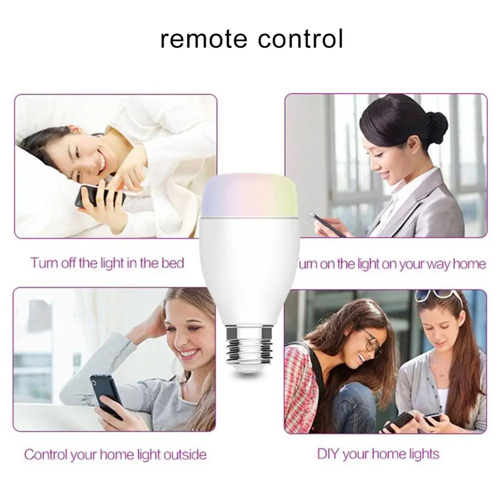 WiFi умная лампочка 7 Вт E27 E26 B22 с регулируемой яркостью для домашнего времени