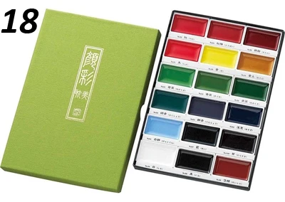 Basics 18lcolor ZIG Kuretake пигмент Gansai Tambi Акварельная краска Звездная/жемчужная/драгоценные камни цвета японский твердый пигмент для рисования товары для рукоделия - Цвет: Basics 18lcolor