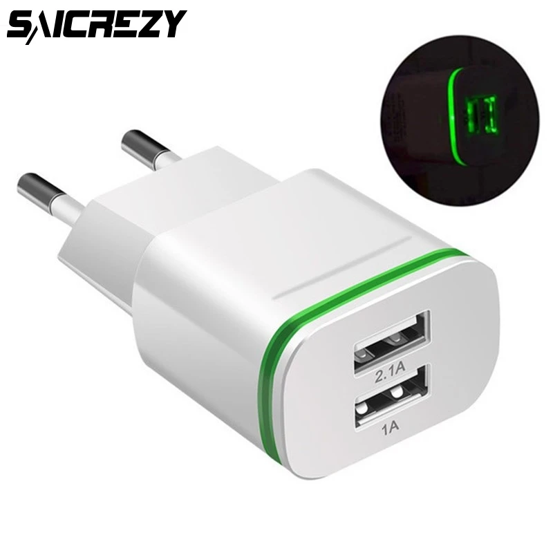 Хорошая штепсельная вилка европейского стандарта, 5 В, 2 А, 2 usb порта, для быстрой зарядки телефона, настенный адаптер питания, светодиодный светильник, кабель зарядного устройства для samsung A20, A30, A50, A70, A80