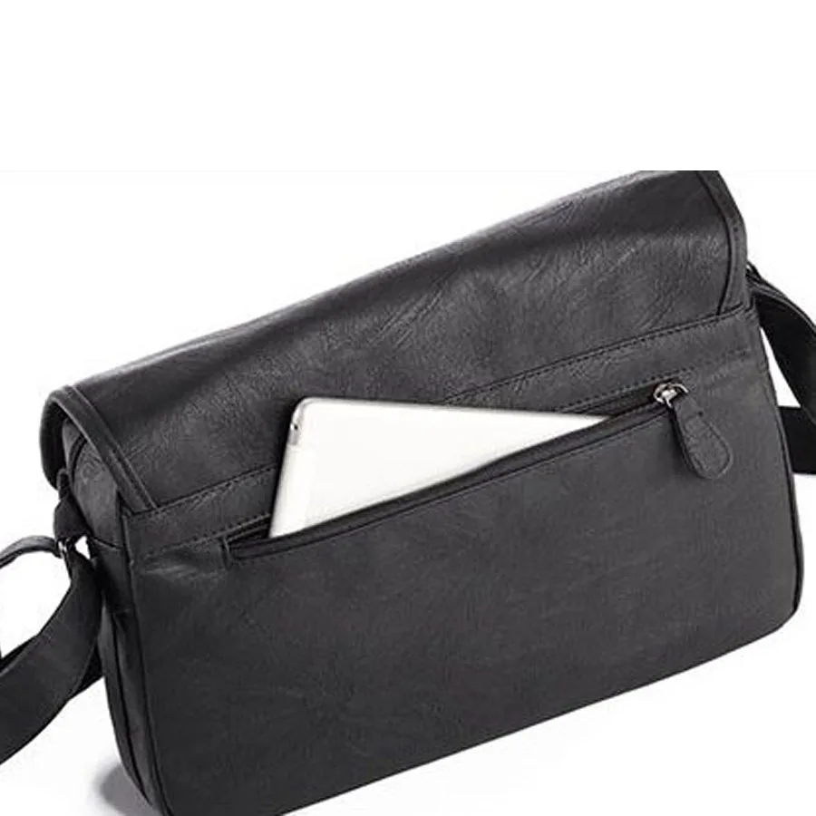 vintage men crossbody bags leather high quality shoulder bag casual brand messenger black travel Laptop |