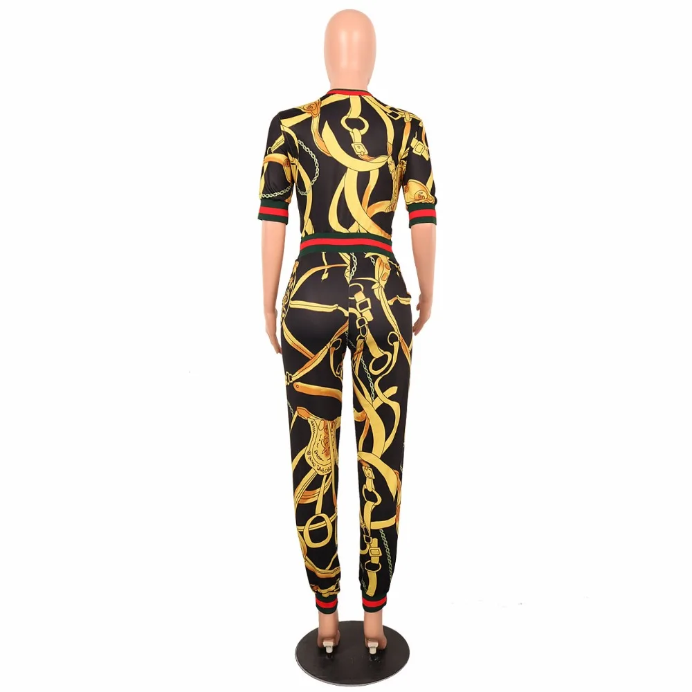 JRRY Новый повседневный комплект из двух предметов с принтом женский комбинезон