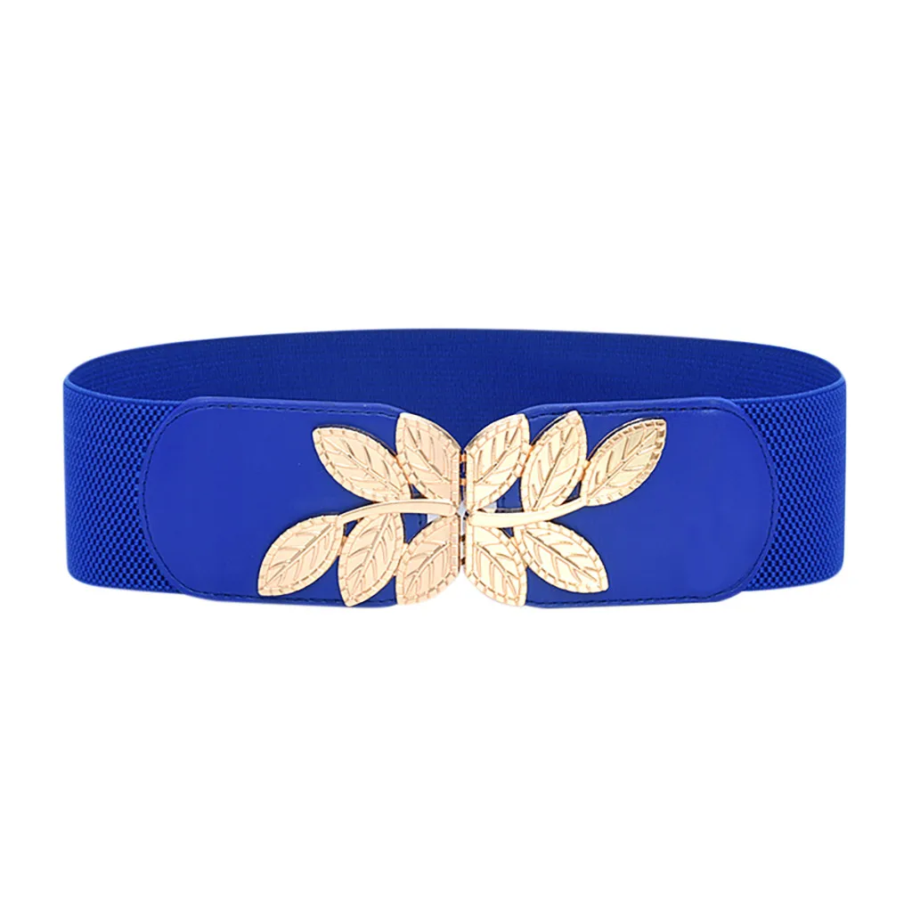 SAGACE Wide Belt Elastic Stretch Cinch Metal Leaves Waistband Lady Cummerband Plus Size Waistband Waist Seal Wide Belt Women