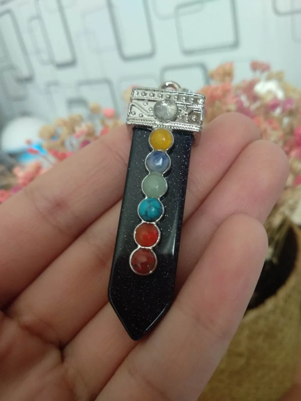 

piedra natural 7 chakra stones crystal point pendant healing crystals chakra pendant as gift