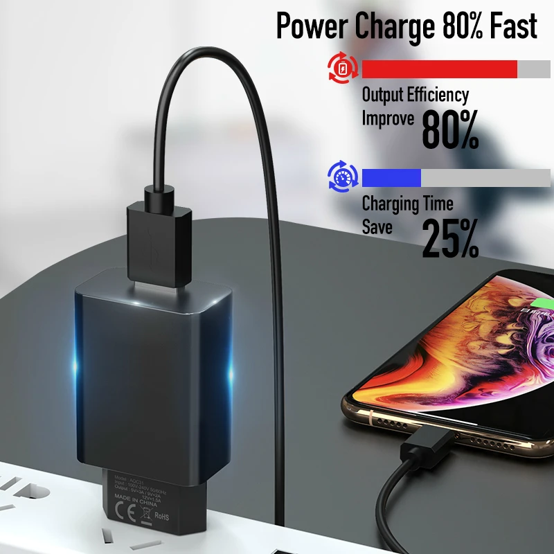 Rock QC 3 0 один USB Адаптер зарядного устройства для Samsung Xiaomi Быстрая зарядка зарядное