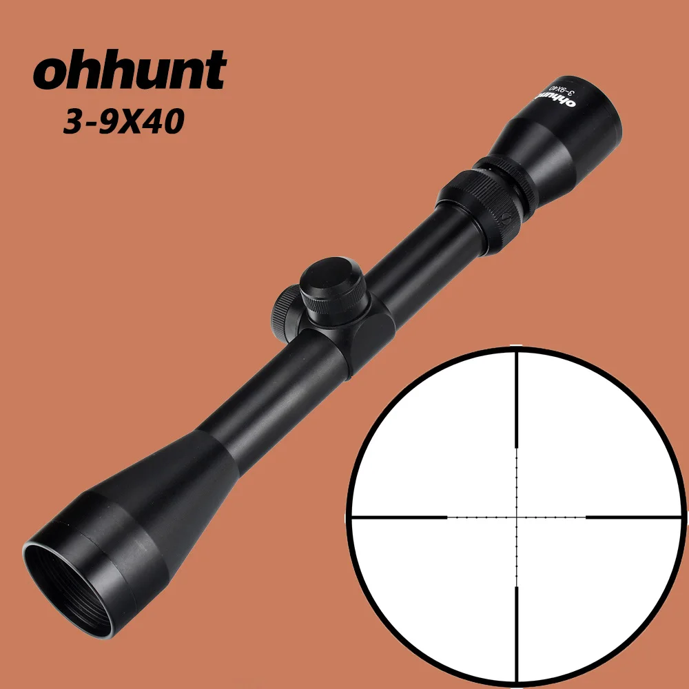 No Rings Ohhunt тактический прицел 3-9X40 проволока сетка или Mil точка оптический прицел с голографической 4 Сетка Красный точка красный лазерный прицел - Цвет: No Rings