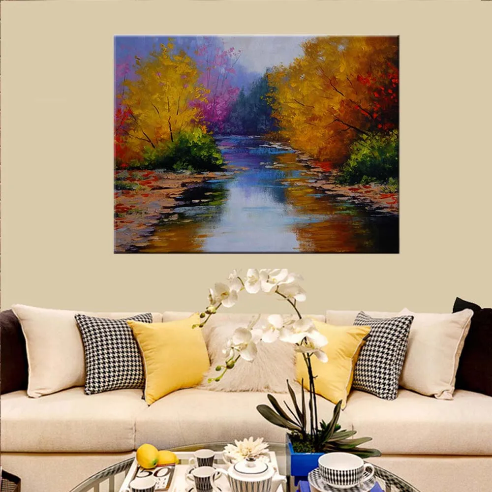 

Modern Abstract Art Hand Painted Colorful Mountain Landscape Canvas Oil Painting Mountain Wall Picture Living Room Home Decor