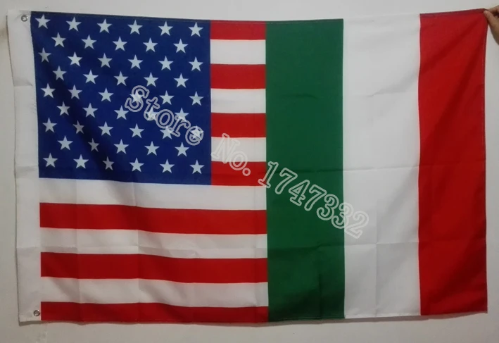 

USA Italy Italian friendship Flag hot sell good 3X5FT 150X90CM Banner brass metal holes
