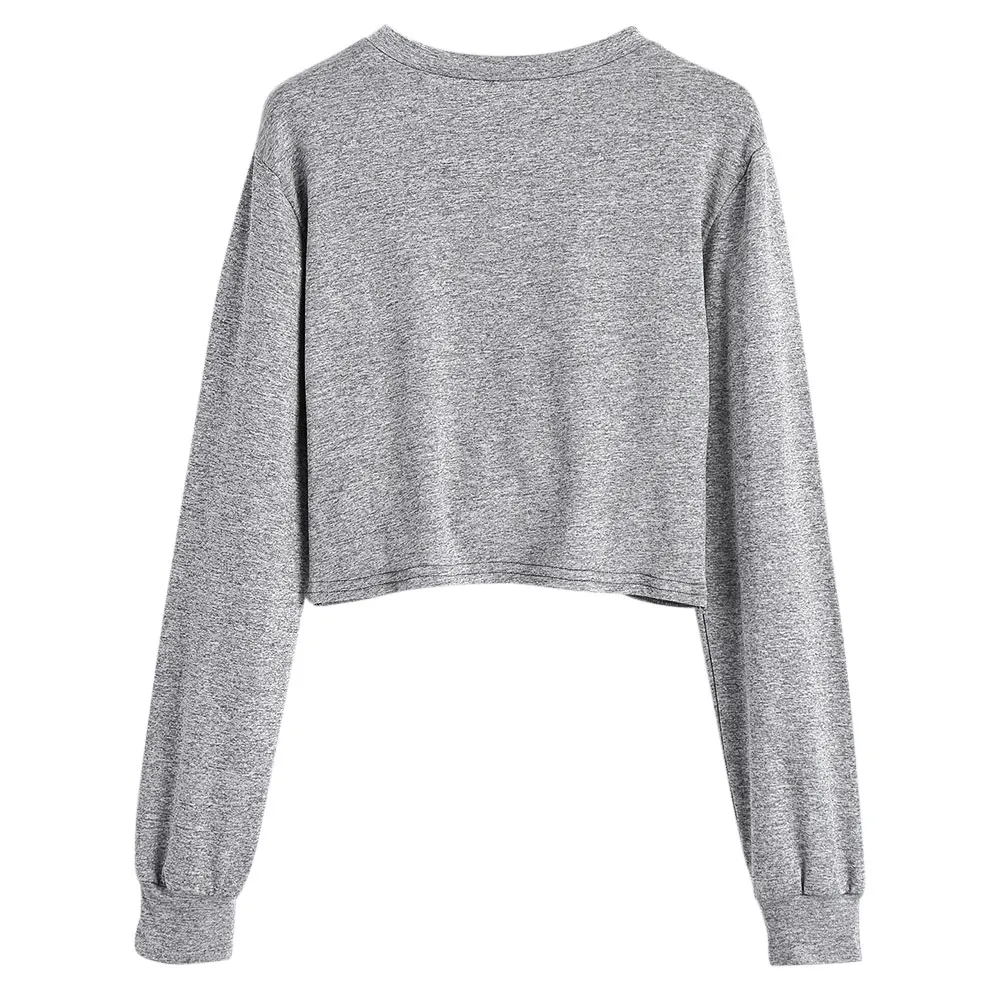 ZAFUL Heathered Cropped Twist Sweatshirt Women Sexy Crop Tops Short Tees Casual T-Shirts Streetwear Girls Femme 2019 Autumn | Женская