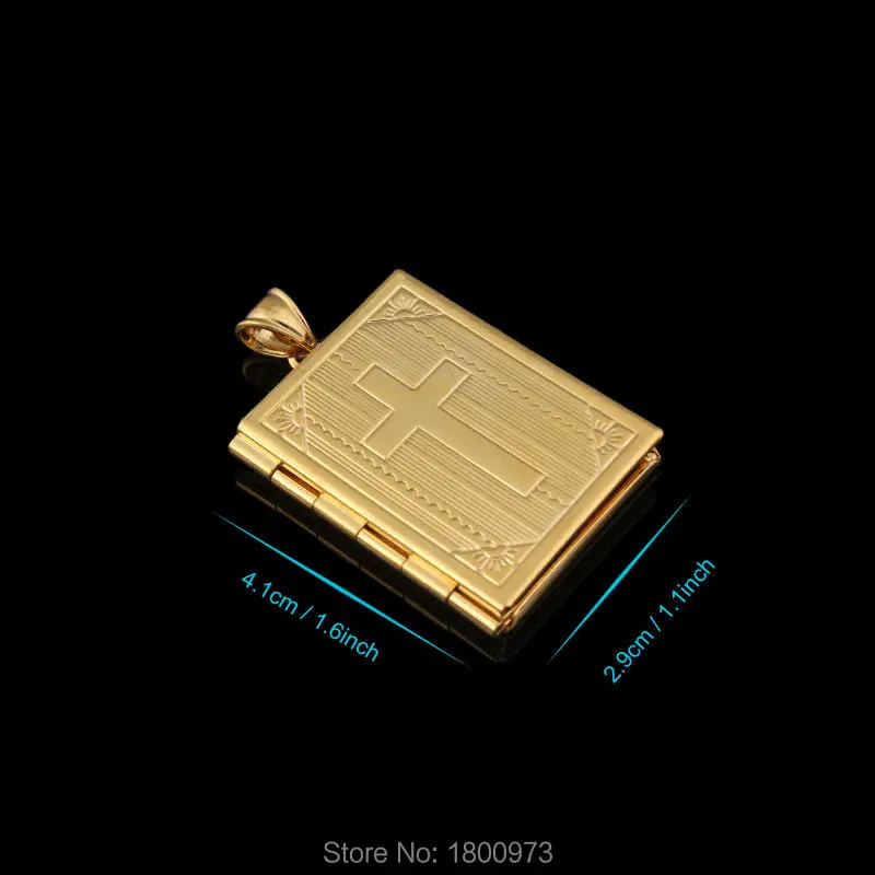 Кулон в виде книги Святой Библии золотого цвета с фото ожерелье ювелирные