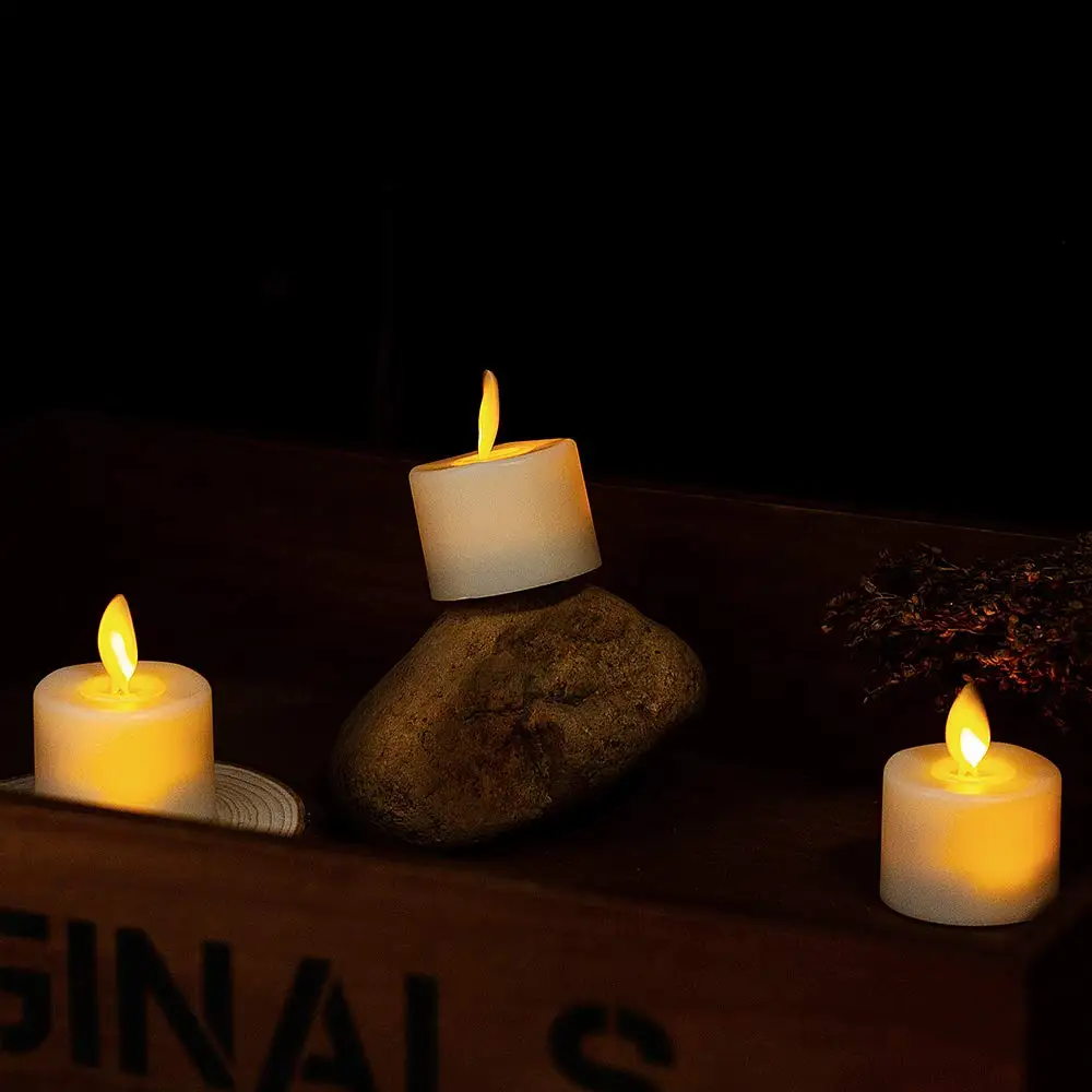 

Pack of 6 Remote Control Small LED Flameless Candles,Plastic Fake Tealights With Dancing Flame Timing Battery Candles