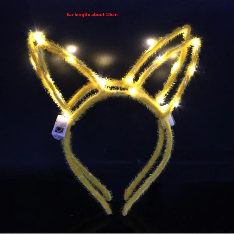 yellow bunny 1 шт., светильник, мигающий, для девушек, вечерние, реквизит, заячьи, кошачьи уши, головной убор, светящаяся головная повязка, обруч для волос для женщин, обруч для волос, для детей, Рождество - Цвет: yellow bunny