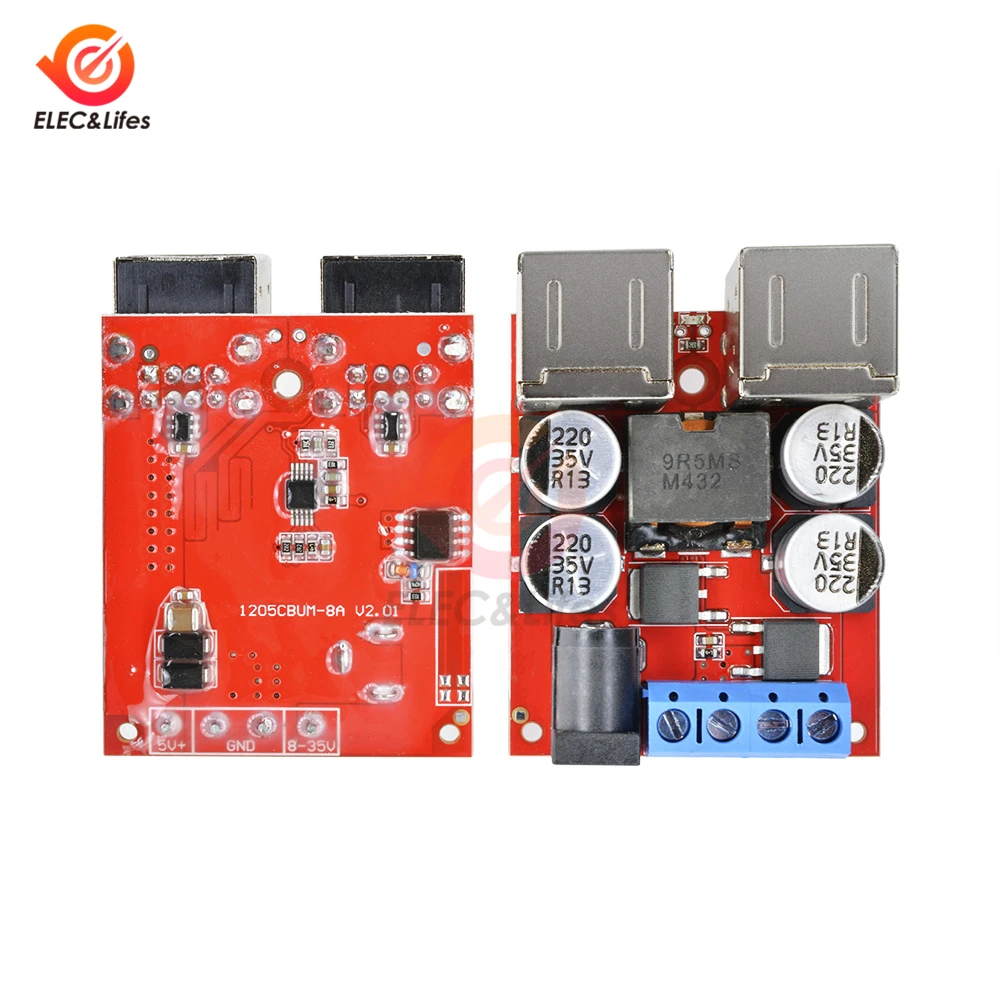 DC 5V Автомобильное USB Мощность Зарядное устройство Питание модуль DC-DC понижающего преобразователя постоянного тока с 8 V-35 В до 5 В пост 8A 4 порта USB Выход зарядная плата