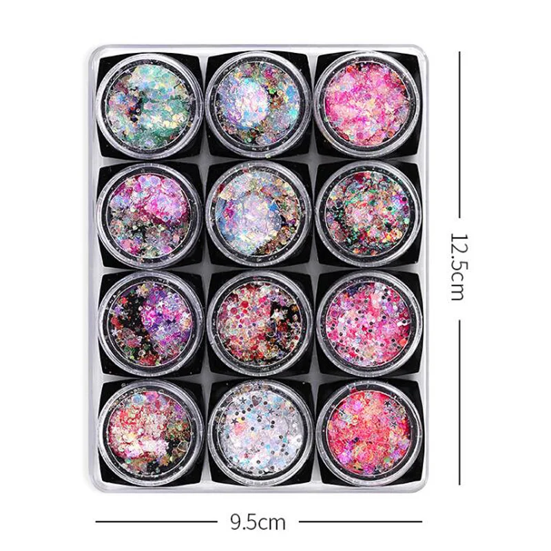 12 цветов блестящая голографическая основа для тела ногтей праздника макияжа