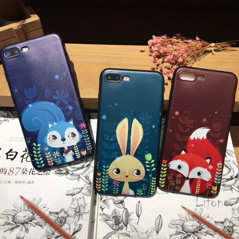 Kerzzil чехол для iphone 7 3D рельеф забавный кролик лиса Squirr iPhone 6 S Plus телефон милый