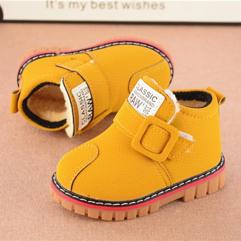 Зимние теплые Детские Кожаные полуботинки Martin с буквенным принтом для мальчиков