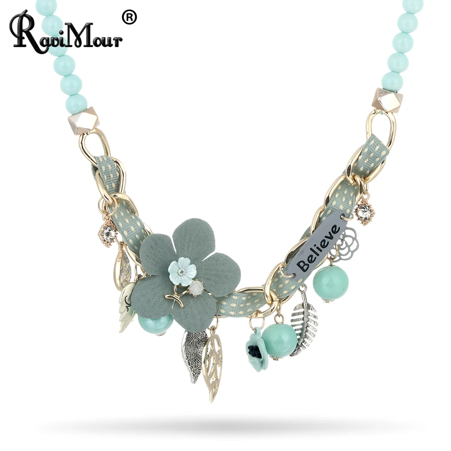Ожерелье RAVIMOUR Maxi Believe женское модное колье с искусственным жемчугом цветочным