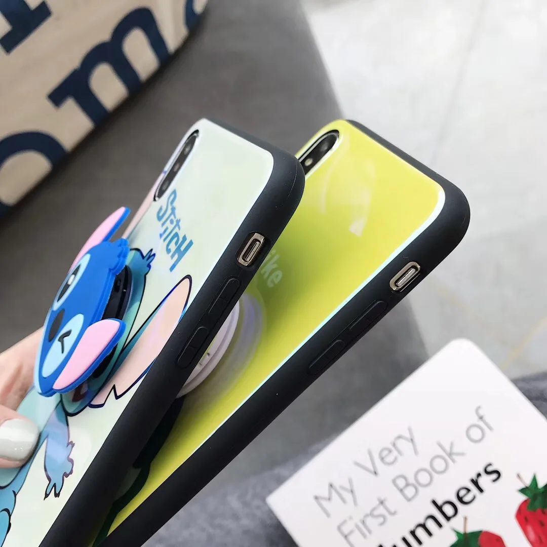 Cute Cartoon Blu-ray Mike Stitch Big eyes Alien Case For iPhone 6 6s 7 8 Plus X XS MAX XR With bracket toy doll Cover Fundas |