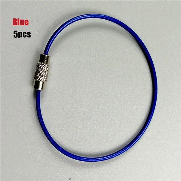 blue 5 шт. 150 мм красочная цепочка для ключей из нержавеющей стали карабинный ключ держатель Открытый провод брелоки кабель Веревка Ключ для ремонта объективов брелок - Цвет: blue