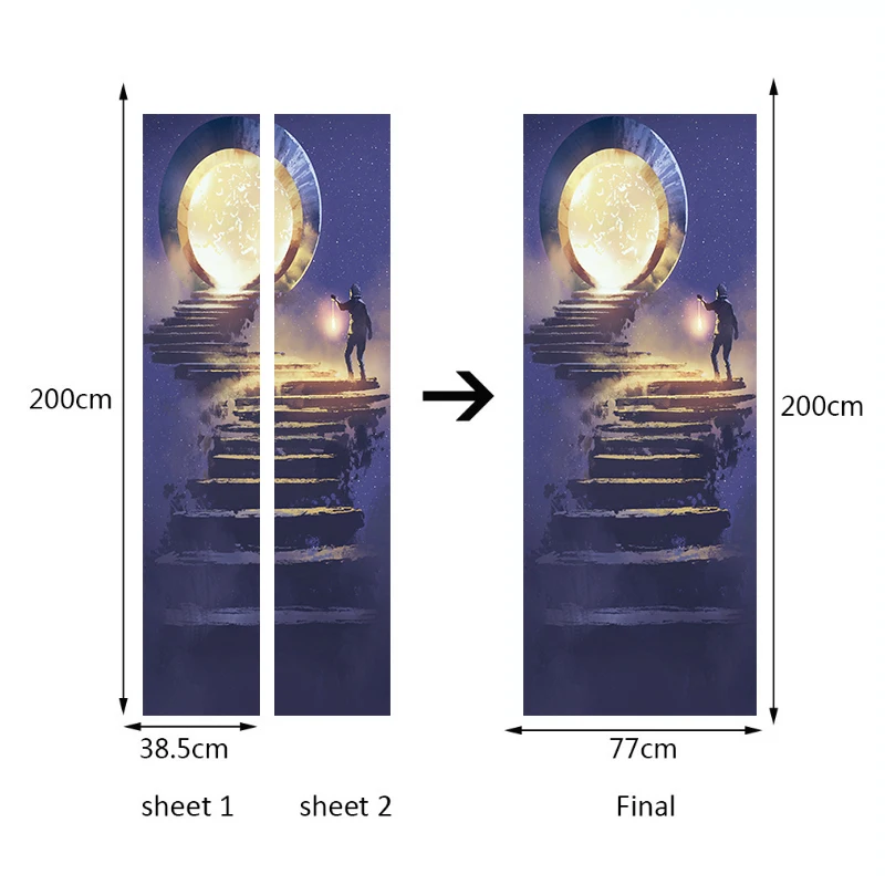 2 шт./компл. ступени лампы самоклеящаяся настенная бумага искусство ПВХ наклейка