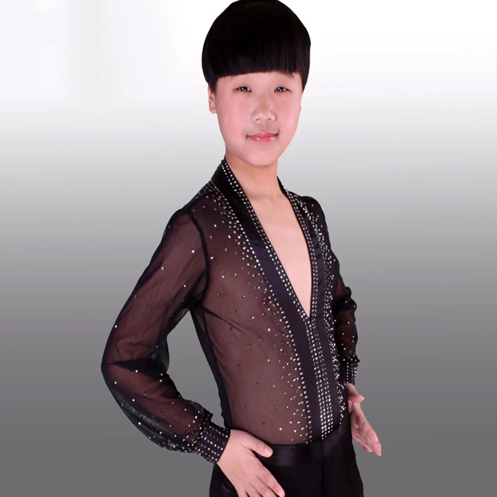 Новое поступление 2017 Детская рубашка для латиноамериканских танцев мальчиков ча