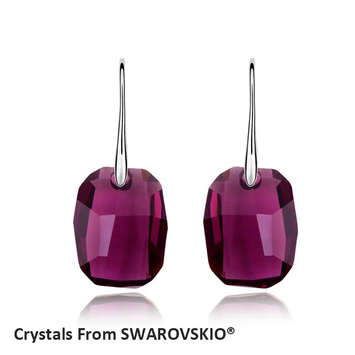Супер Свадебные висячие серьги с кристаллами от SWAROVSKI большой прямоугольный камень для женщин Роскошные модные ювелирные изделия 6 цветов - Окраска металла: Amethyst