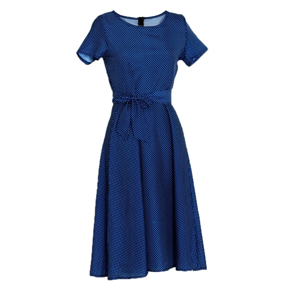 

Womens Elegant Fashion Long Section A-Line Polka Dot Dress Slim Casual Evening Party S/M/L/XL
