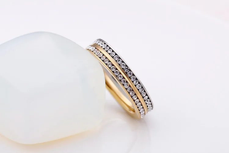 KALEN Модные кольца для женщин три цвета из нержавеющей стали и все Rhinestone кольца для пальцев Свадебные наборы женские ювелирные кольца Подарки