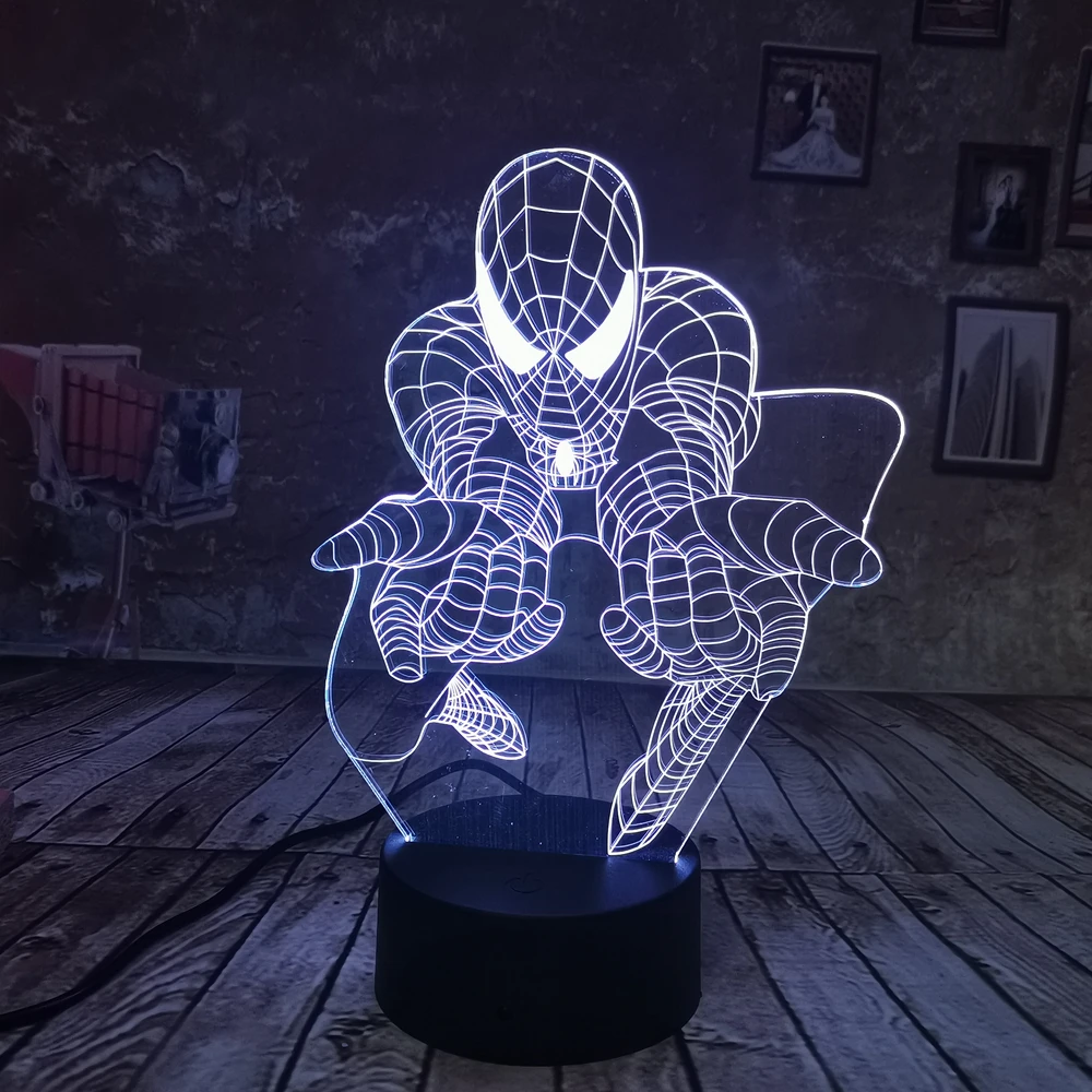 Прямая поставка крутой Marvel Человек паук Свет USB 3D ночник 7 цветов градиентный свет