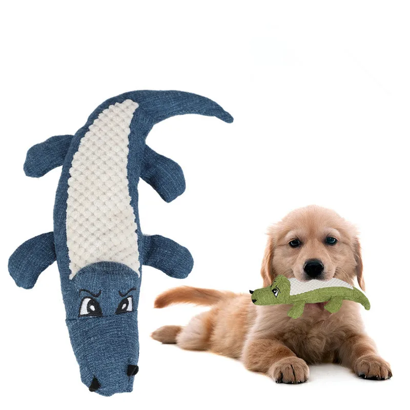 

1 шт. милые игрушки для собак и кошек, льняные игрушки с пищащим звуком, забавные игрушки из крокодилового флиса, долговечные жевательные мол...