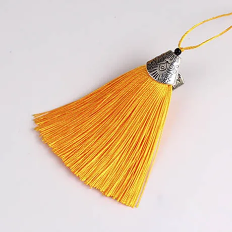 Yellow 10 шт., 8 см, цветные шелковые кисточки с колпачками, декоративные подвески с кисточками, серьги с подвесками для самостоятельного изготовления ювелирных изделий, аксессуары для вешалки - Цвет: Yellow