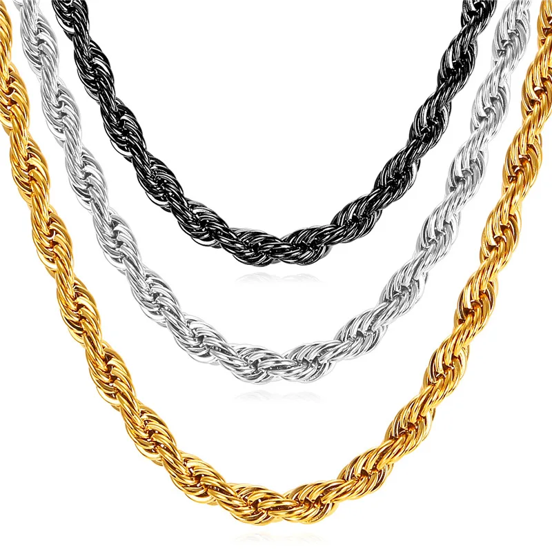 Витая желтая/черная Ювелирная цепочка с покрытием желтого золота модные