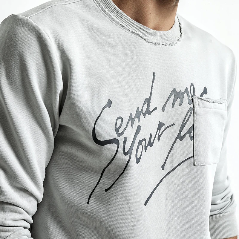 Мужское приталенное худи SIMWOOD спортивный свитшот с круглым вырезом и надписью