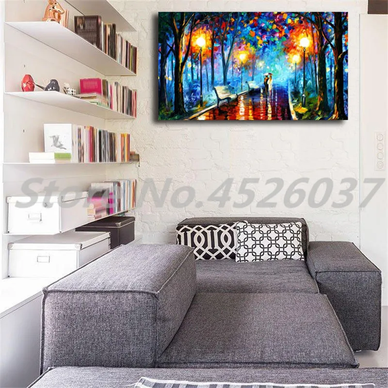 Настенная картина пары в парке холст плакаты принты пейзаж масляная живопись