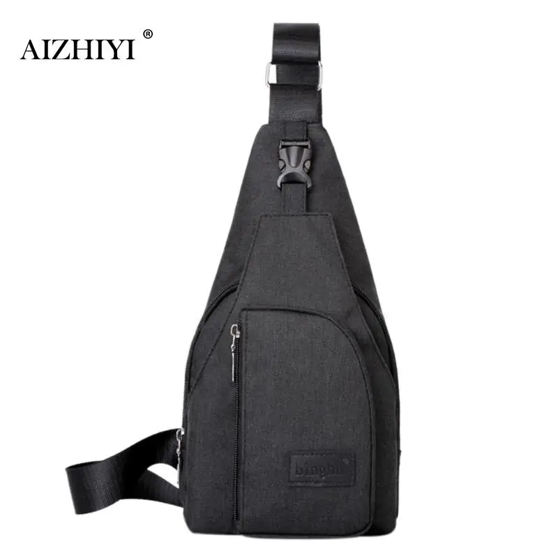 black Мужская сумка-слинг AIZHIYI, нагрудная сумка-мессенджер, нейлоновая USB сумка для наушников, большая емкость, сумки на плечо, мужская сумка через плечо, вертикальная квадратная сумка - Цвет: black