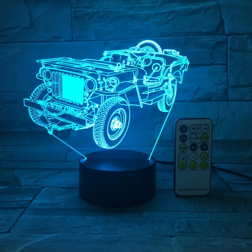 Автомобильный ночсветильник Jeep Truck 3D USB сенсорный пульт дистанционного