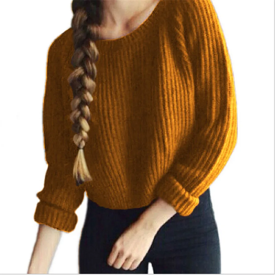 Hodisytian Women Knitted Sweater Pullovers Long Sleeve Solid Casual Slim Chic Cotton Tunic Female Sueter Mujer Korean Style | Женская